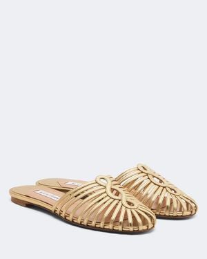 Aquazzura Mules Sweet Surrender De Piel Metalizada - Neutro