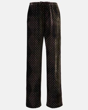 Dries Van Noten Printed Wide-Leg Satin Pants - Black