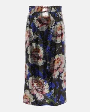 Dolce & Gabbana Sequined Floral Midi Skirt - Blue