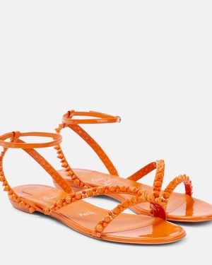 Christian Louboutin Mafaldina Spikes Leather Sandals - Orange