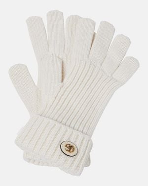 Gucci Wool Cashmere Gloves With Double G - White