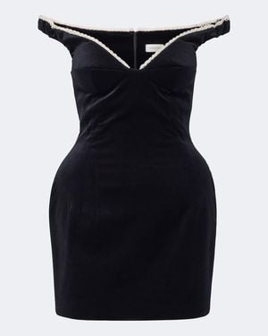 Magda Butrym Crochet-Trimmed Velvet Minidress - Black
