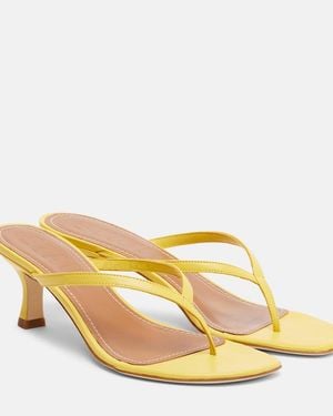 STAUD Freja Leather Thong Sandals - Yellow