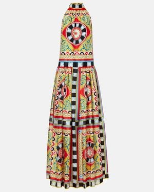 Dolce & Gabbana Taormina Printed Halterneck Silk Gown - White