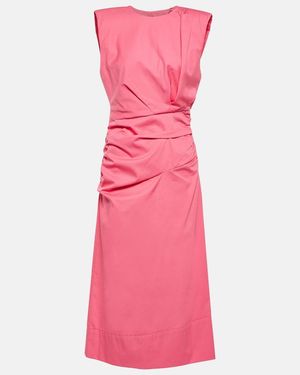 Dorothee Schumacher Ruched Cotton Midi Dress - Pink