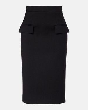 McQueen High-Rise Wool Gabardine Pencil Skirt - Black