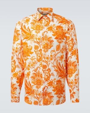 Etro Roma Paisley Linen Shirt - Orange