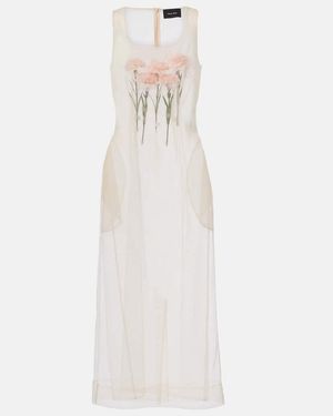 Simone Rocha Floral-Applique Tulle Midi Dress - White