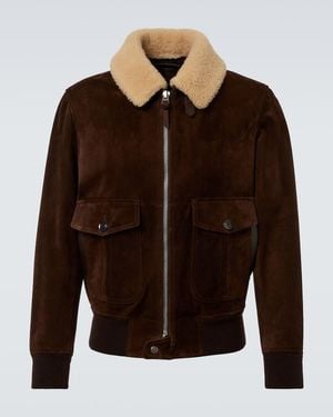 Tom Ford Shearling-Trimmed Suede Blouson - Brown