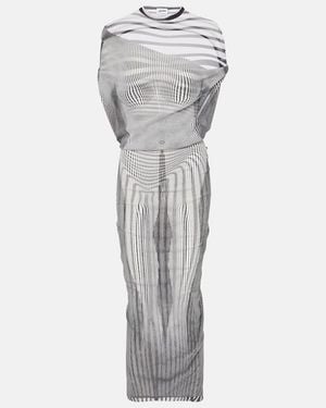 Jean Paul Gaultier Body Morphing Layered Draped Tulle Midi Dress - Grey
