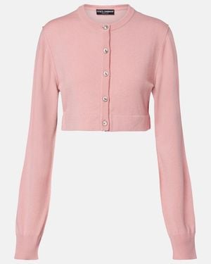 Dolce & Gabbana Embellished Cashmere-Blend Cardigan - Pink