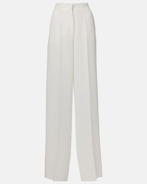Max Mara Abetone High-Rise Cady Wide-Leg Trousers - White