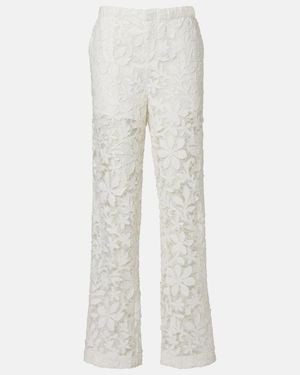 Jonathan Simkhai Floral Lace Straight Pants - White