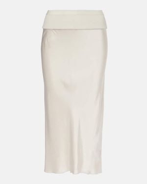 Rick Owens Satin Midi Skirt - Natural