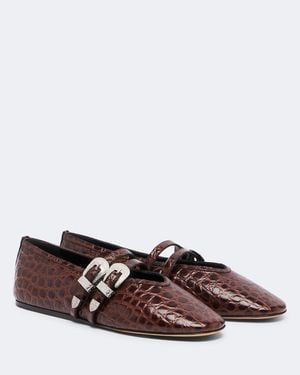 Le Monde Beryl Claudia Croc-Effect Leather Ballet Flats - Brown