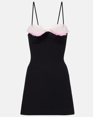 David Koma Feather-Trimmed Cady Minidress - Black