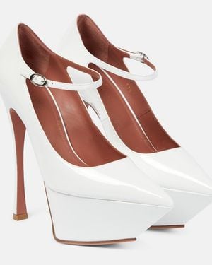 AMINA MUADDI Angelica Leather Platform Pumps - White