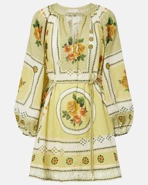ALÉMAIS Dixie Belted Printed Ramie Minidress - Metallic