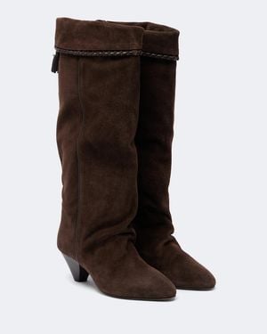 Isabel Marant Elita Draped Suede Knee-High Boots - Brown
