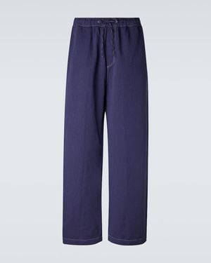 Studio Nicholson Sonny Cotton And Linen Wide-Leg Pants - Blue