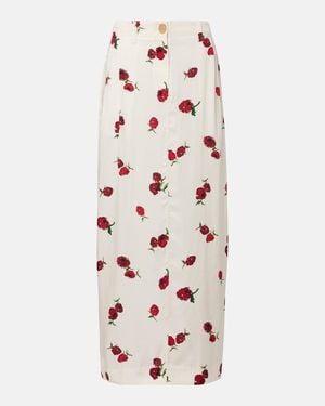 KHAITE Lucian Printed Twill Maxi Skirt - Pink