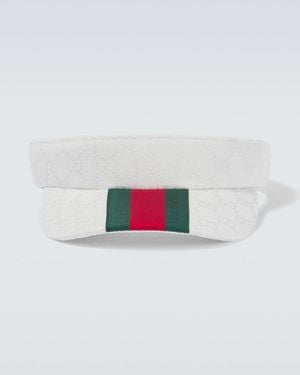 Gucci Visor Web Stripe Gg Canvas - Weiß