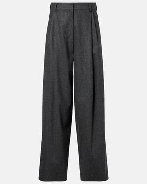 Max Mara High-Rise Wool Straight Trousers - Grey