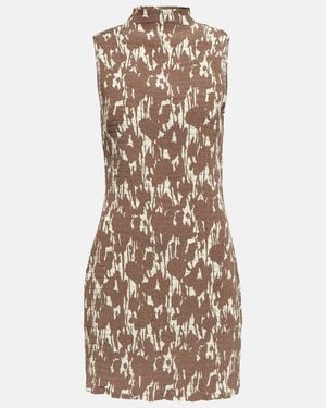 Proenza Schouler Label Smocked Floral Jersey Minidress - Natural