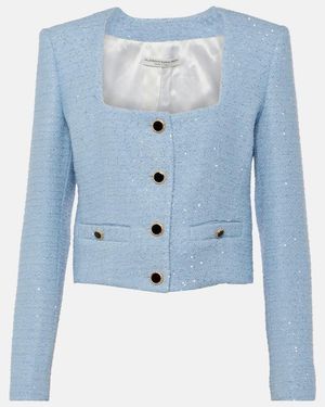 Alessandra Rich Jacke Aus Tweed Mit Pailletten - Blau