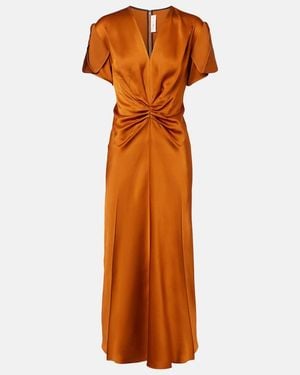 Victoria Beckham Gathered Midi Dress - Orange