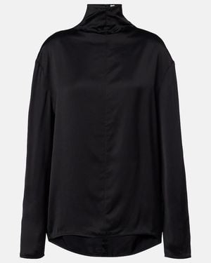 TOTEME Turtleneck Satin Top - Black
