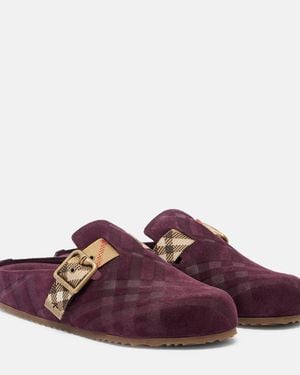 Burberry Urchin Suede Clogs - Purple