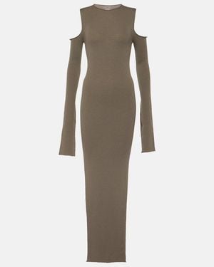 Rick Owens Cutout Wool Maxi Dress - Grey