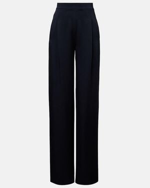 Max Mara Dritto Crepe Satin Wide-Leg Pants - Blue