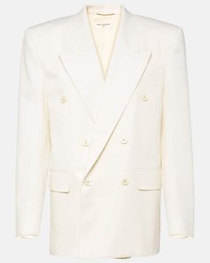 Saint Laurent Virgin Wool Gabardine Blazer - White