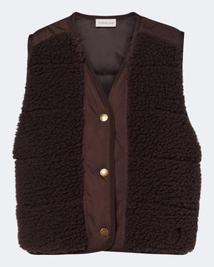 Moncler Panelled Teddy Vest - Brown