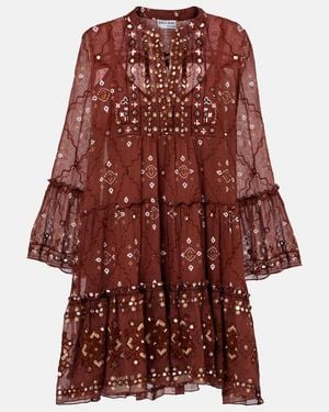 Juliet Dunn Sequined Cotton Minidress - Red