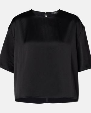 Leset Barb Satin T-Shirt - Black
