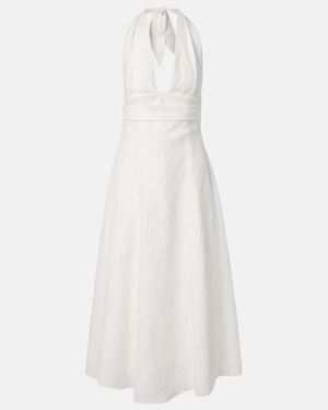 Faithfull the Brand Bianca Halterneck Linen Midi Dress - White