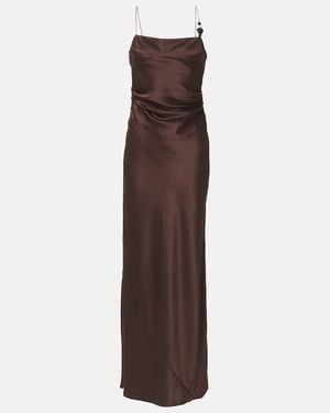 SIR. Lush Beaded Silk Satin Slip Dress - Brown