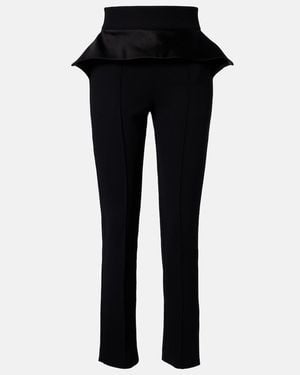 Maticevski Pantalones Slim Relate De Saten Con Peplum - Negro