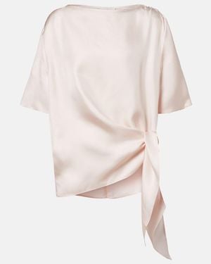 Loulou de Saison Mano Silk Satin Top - White