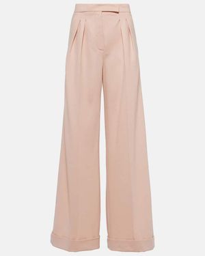 Max Mara Faraday Wool Jersey Wide-Leg Trousers - Pink