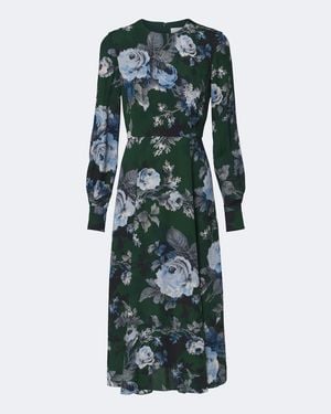 Erdem Floral Crepe Midi Dress - Green