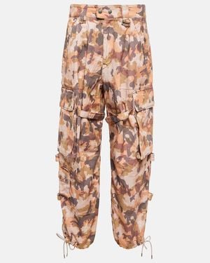 Isabel Marant Helore Printed Cotton Cargo Trousers - Pink