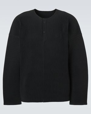 Homme Plissé Issey Miyake Monthly Colours Pleated Henley Shirt - Black