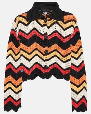 Alanui Cardigan Kaleidoscopic Chevron Aus Baumwollgemisch - Schwarz