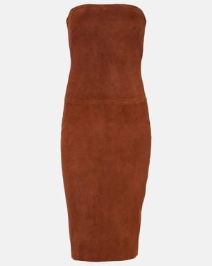 Stouls Monica Strapless Suede Midi Dress - Brown