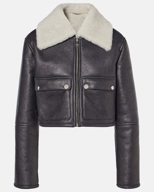 Dolce & Gabbana Shearling-Trimmed Cropped Leather Jacket - Black