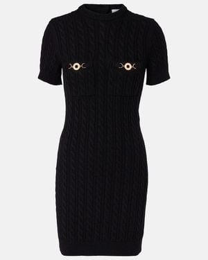 Patou Cable-Knit Wool And Cashmere Minidress - Black